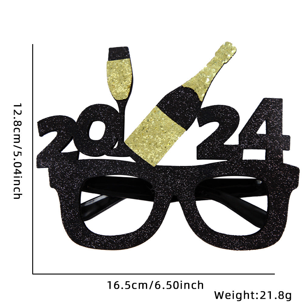 2024 New Year Party Funny Holiday Decorative Glasses Photo Props Glasses Frame