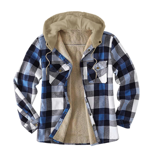 Hot Selling Men's Hooded Plus Fleece Shirt Jacket