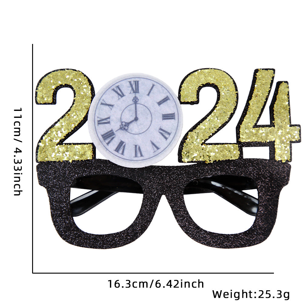 2024 New Year Party Funny Holiday Decorative Glasses Photo Props Glasses Frame