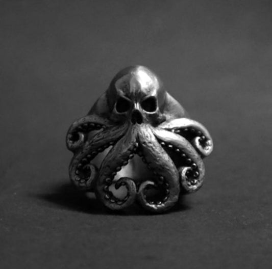 Hot Selling Men's Silver Punk Octopus Skull Ring